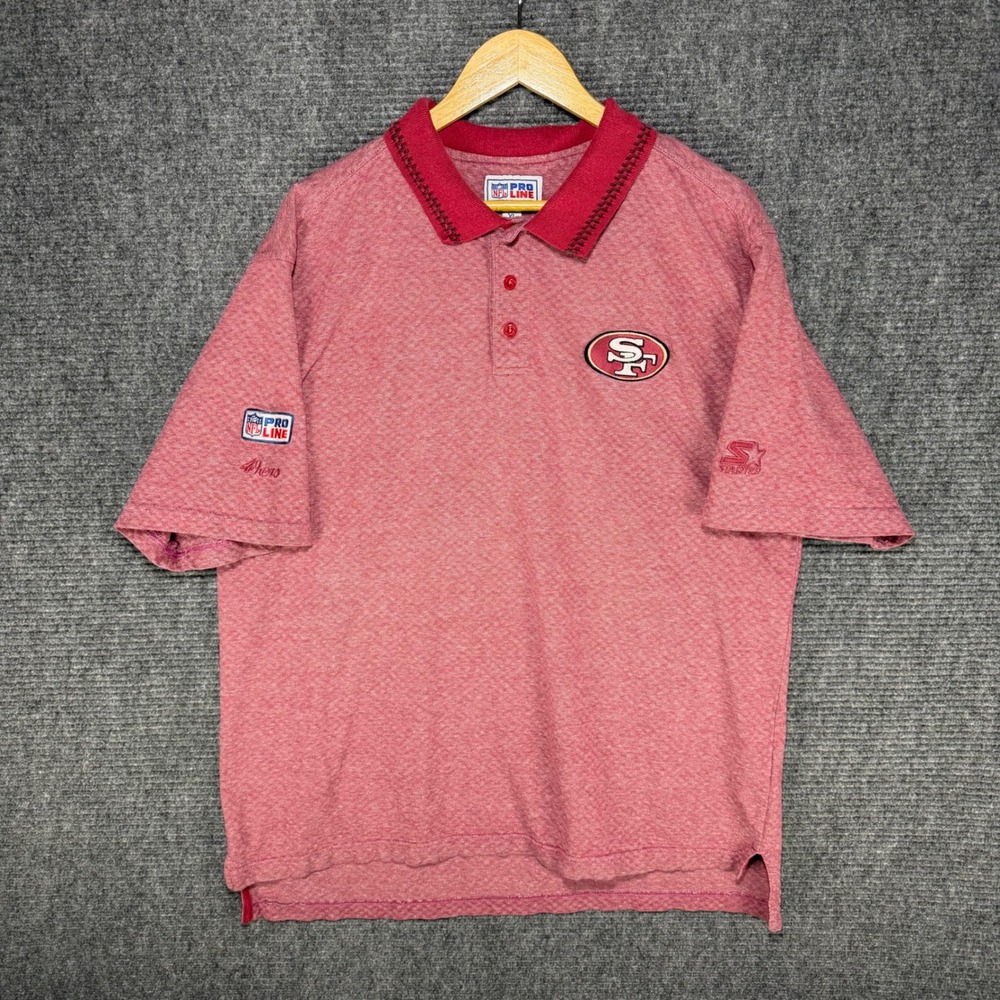 Vintage Starter NFL Pro Line San Francisco 49ers Polo Shirt Red Mens XL 90s SF